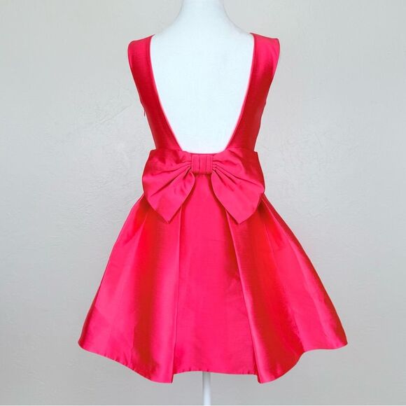 Kate Spade Open Back Bow Mini Party Dress in Pink Silk Blend Size 0 - Picture 4 of 16